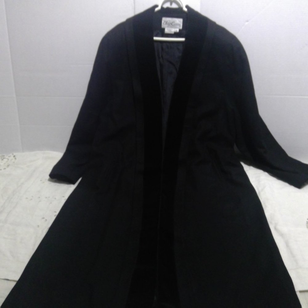 Vintage Oleg Cassini Women's Black Coat 100% Wool Size 14